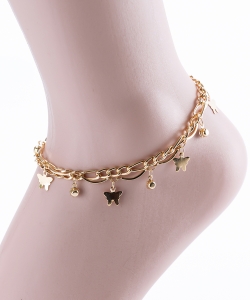 Butterfly Charm Chain Anklet AN320035 GOLD